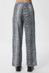 Desenli Cepli Geniş Paça Dokuma Pantolon GRİ LFH0011