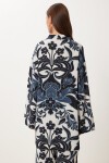 Desenli Yazlık Viskon Kimono Pantolon Takım FÜME KEMİK LJE0003