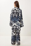 Desenli Yazlık Viskon Kimono Pantolon Takım FÜME KEMİK LJE0003