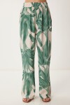 Desenli Yazlık Viskon Kimono Pantolon Takım HAKİ KREM LJE0003