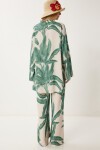 Desenli Yazlık Viskon Kimono Pantolon Takım HAKİ KREM LJE0003