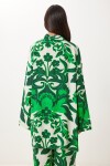 Desenli Yazlık Viskon Kimono Pantolon Takım YEŞİL KEMİK LJE0003