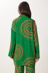 Desenli Yazlık Viskon Kimono Pantolon Takım YEŞİL ORANJ LJE0003
