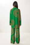Desenli Yazlık Viskon Kimono Pantolon Takım YEŞİL ORANJ LJE0003
