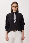 Fular Detaylı Oversize Dokuma Gömlek SİYAH LDZ0061