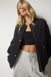Geniş Cepli Bomber Mont SİYAH LFN0022