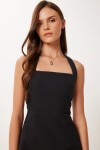 Halter Yaka Mini Dokuma Elbise SİYAH LFK0012