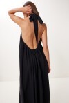 Halter Yaka Yazlık Müslin Elbise SİYAH LFG0019
