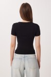 Kare Yaka Basic Örme T-shirt SİYAH LDZ0060