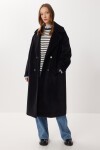 Kruvaze Yaka Oversize Kaşe Kaban SİYAH LFG0173