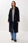 Kruvaze Yaka Oversize Kaşe Kaban SİYAH LFG0173