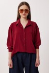 Oversize Cepli Dokuma Gömlek BORDO LDZ0063