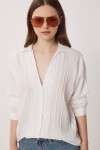 Oversize İşlemeli Dokuma Gömlek EKRU LDZ0062