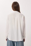 Oversize İşlemeli Dokuma Gömlek EKRU LDZ0062