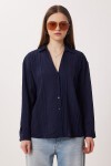 Oversize İşlemeli Dokuma Gömlek LACİVERT LDZ0062