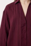 Oversize İşlemeli Dokuma Gömlek MÜRDÜM LDZ0062