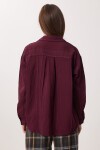 Oversize İşlemeli Dokuma Gömlek MÜRDÜM LDZ0062