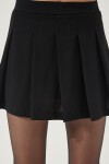 Pileli Mini Dokuma Şort Etek SİYAH LMC0043