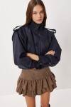 Piliseli Kısa Süet Mont LACİVERT LFN0136