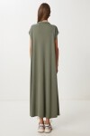 Polo Yaka Cepli Örme Elbise HAKİ LDZ0038