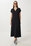 Polo Yaka Cepli Örme Elbise SİYAH LDZ0038