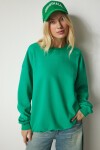 Şardonlu Oversize Sweatshirt YEŞİL LMC0044