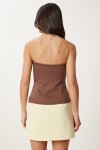 Straplez Crop Dokuma Bluz KAHVERENGİ LFK0007