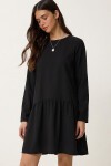 Volanlı Mini Poplin Elbise SİYAH LEX0015