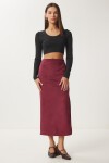 Yırtmaçlı Uzun Süet Etek BORDO LMC0046