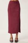 Yırtmaçlı Uzun Süet Etek BORDO LMC0046