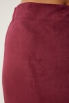 Yırtmaçlı Uzun Süet Etek BORDO LMC0046