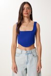 Askılı Crop Dokuma Bluz KOYU MAVİ LMX0096
