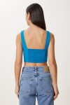 Askılı Crop Dokuma Bluz MAVİ LMX0096