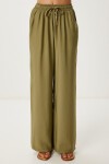 Askılı Dokuma Bluz Pantolon Takım ZEYTİN YEŞİLİ LMC0064