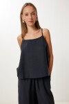 Askılı Modal Bluz Pantolon Takım SİYAH LMC0065