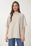Basic Oversize 2li Takım Örme T-shirt KAHVERENGİ TAŞ LHW0007