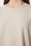 Basic Oversize 2li Takım Örme T-shirt KAHVERENGİ TAŞ LHW0007