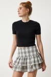 Bisiklet Yaka Kısa Kollu Basic Crop Örme T-shirt SİYAH LMX0004