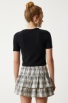 Bisiklet Yaka Kısa Kollu Basic Crop Örme T-shirt SİYAH LMX0004