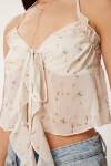 Boyundan Bağlamalı Transparan Şifon Crop Bluz KREM LNS0064