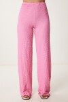 Boyundan Geçmeli Bluz Pantolon Esnek Örme Takım PEMBE LDP0048