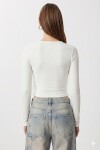 Büzgülü Cut Out Detaylı Örme Bluz ?? EKRU LEX0018