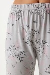 Desenli Gömlek Pantolon Pijama Takımı GRİ LEC0002
