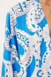 Desenli Viskon Kimono MAVİ BEYAZ LEN0004