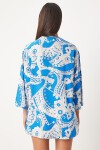 Desenli Viskon Kimono MAVİ BEYAZ LEN0004