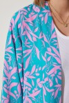 Desenli Viskon Kimono PEMBE GÖK MAVİ LEN0004