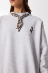Fular Detaylı Şardonlu Örme Sweatshirt GRİ MELANJ LPX0005
