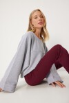 Geniş Kol Oversize Örme Sweatshirt GRİ LFN0112