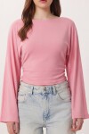 İspanyol Kol Büzgülü Modal Bluz PEMBE LMW0034