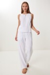 Keten Bluz Pantolon Takım BEYAZ LMC0062